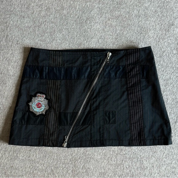 Custo Barcelona asymmetrical zipper patch micro mini skirt